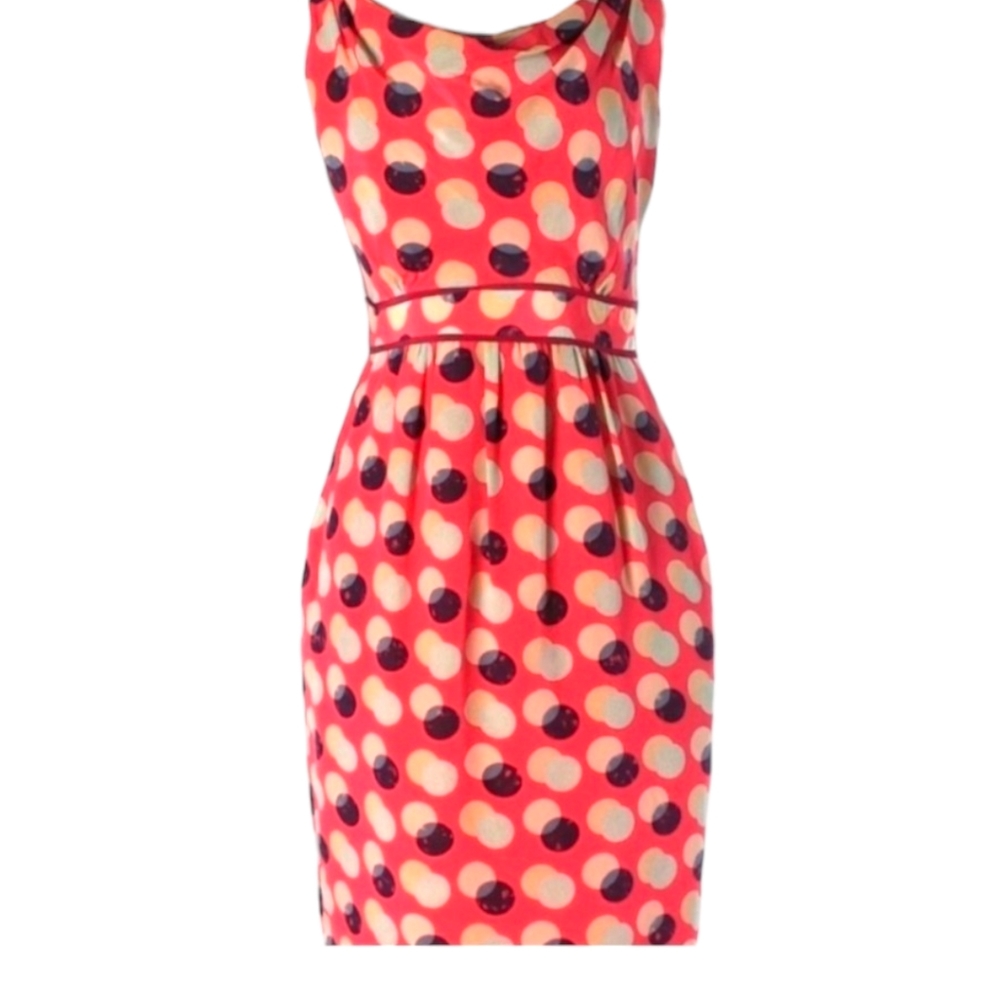 Moulinette Soeurs 100% Silk Sheath Dress Anthropologie Polka Dots Pockets Size 4